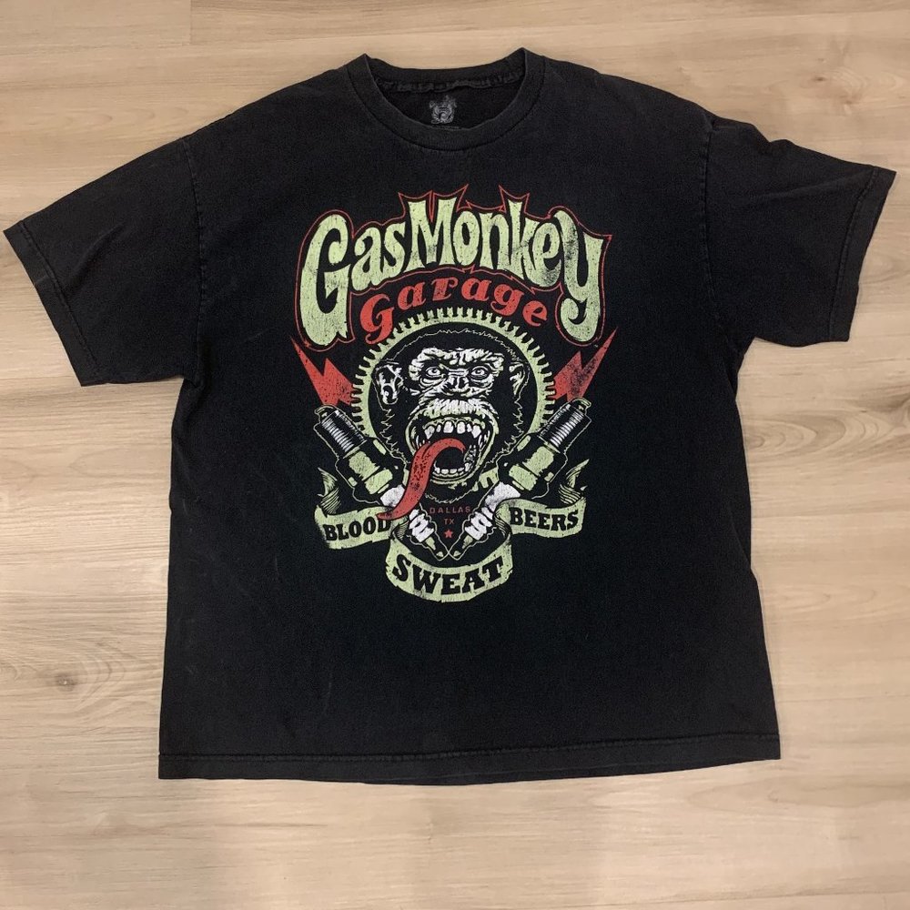Vintage Gas Monkey Garage Blood Sweat Beers Graphic Print Men's T-Shirt Size XL